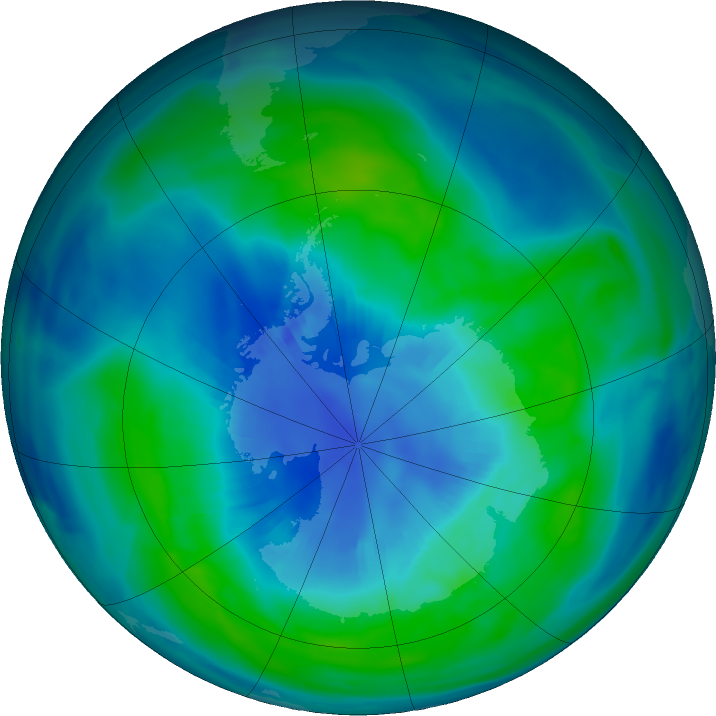 Antarctic ozone map for 06 April 2018